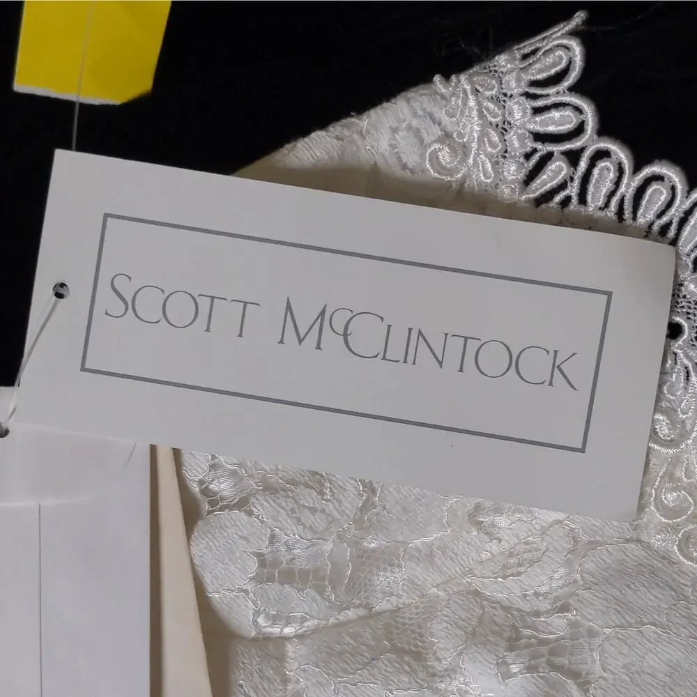 Scott McClintock A Line Dress Black Lined Spaghetti Strap Lace 6 New Deadstock - Picture 10 of 15
